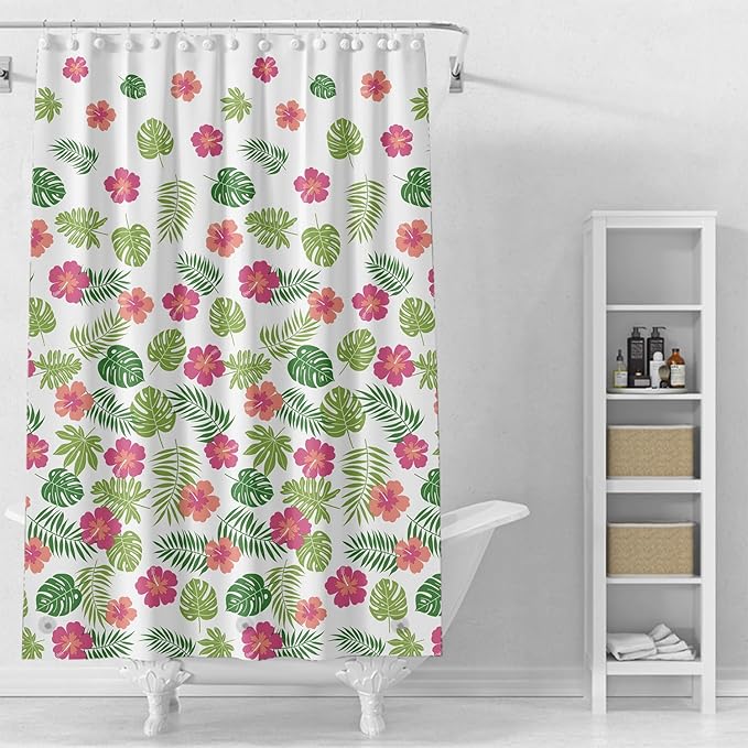 TIKABC Shower Curtain Liner, 4G PEVA Shower Liner, Plastic Waterproof Shower Curtains, 72x72 inch with Grommet Holes 3 Magnetic Weights