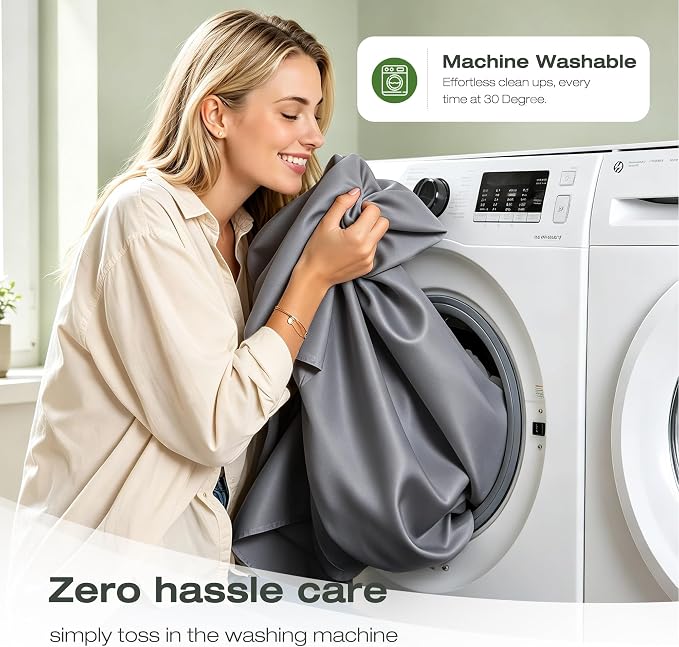Gray Waterproof Shower Curtain Liner 70x74 Inches - Thick Polyester Fabric with Weighted Bottom, Heavy Duty Bathroom Liner for Shower Stall or Tub, Machine Washable