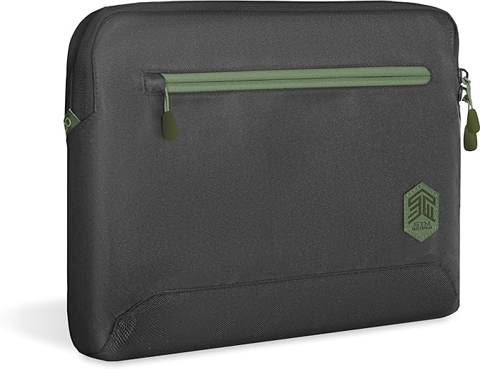 STM Eco Sleeve Fits up to a 16" Laptop – Made of 100% Recycled Fabric, Slim Lightweight and Durable, Protective Padded Laptop Compartment with Front Zipper Pocket - Black