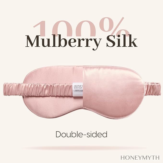 100% Mulberry Silk Sleep Mask,22 Momme, Double-Sided 6A Grade Silk Eye Mask for Sleeping, Adjustable Strap, Ultra-Soft, Breathable & Full Blackout