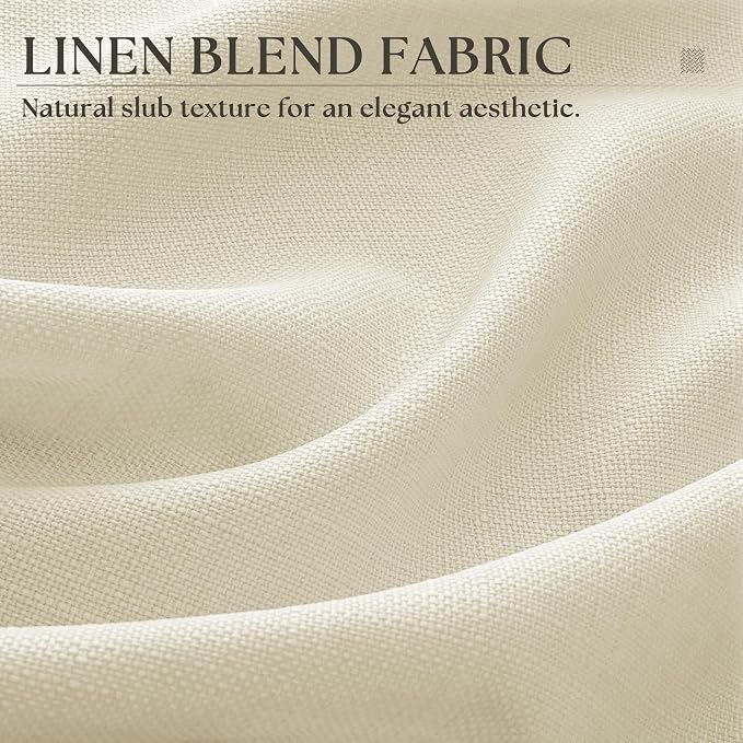 Cream Beige Curtains 63 Inch Length for Bedroom Set of 2 Panels Grommet Ring Semi Sheer Linen Light Filter Neutral Rustic Farmhouse Curtains for Dining Room Bay Picture Window Country Decor 52x63