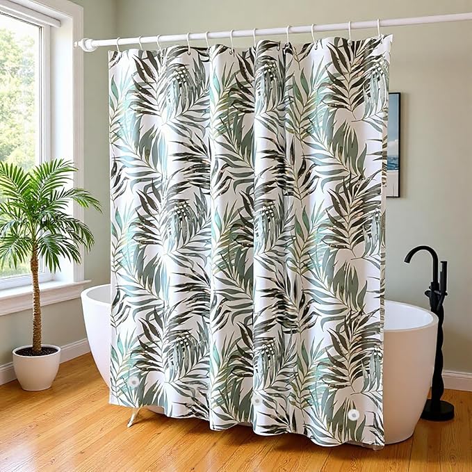 TIKABC Shower Curtain Liner, 4G PEVA Shower Liner, Plastic Waterproof Shower Curtains, 72x72 inch with Grommet Holes 3 Magnetic Weights