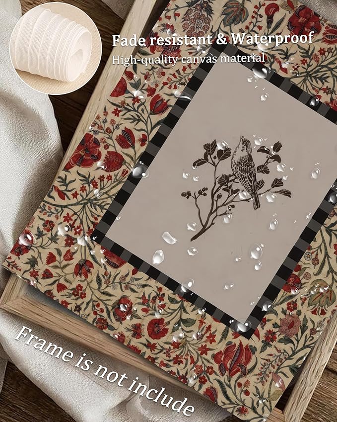 Vodefoad Vintage Botanical and Bird Print Wall Art Cottage Core Decor Floral Retro Wall Art Preppy Wall Decor - 8x10Inch Unframe