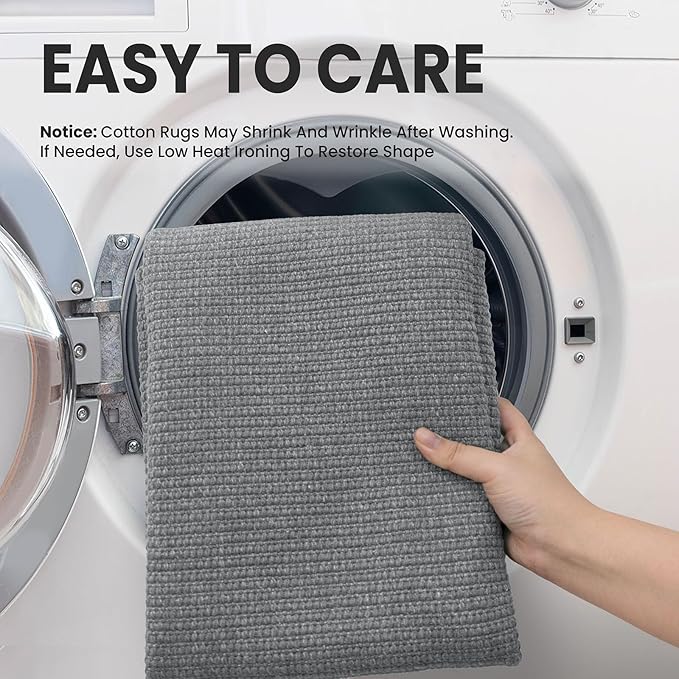 EARTHALL Washable Runner Rug 2x5 Ft Non Slip Runners for Hallways Cotton Rubber Backed Kitchen Runner Braided Indoor Floor Carpet Runners for Entryway, Hallway, Kitchen, Bedroom, Charcoal Gray