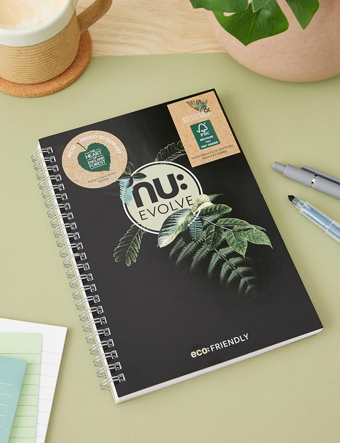 Nu Notebooks - Evolve Range - Recycled Notebook - A5 Notebook - Wirebound Notebook - Stationery Notebooks - Professional Notepad - 120 Pages
