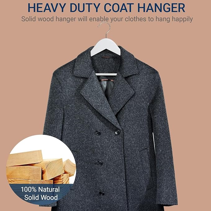 Amber Home 30 Pack White Wooden Coat Hangers, White Wood Suit Hangers with Non-Slip Pant Bar, Clothes Hangers for Closet Organization, Shirts, Jackets, Dresses, and Pants (White, 30)