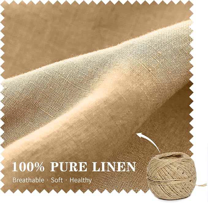 Simple&Opulence 100% Linen Lumbar Pillow Cover 12 x 20 Inches Set of 2 Rectangular Decorative Throw Cushion Cover for Couch Sofa Bed Living Room Office Soft Breathable Farmhouse - Sand
