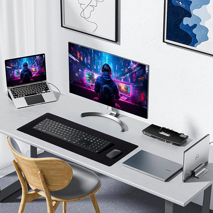ALOANES Large Gaming Mouse Pad with Non-Slip Rubber Base,Stitched Edge,Desk mat for Laptop,Computer & PC, Wristing Pad for Gamer,Office & Home, 35.4"x 11.8"x 0.12", Black