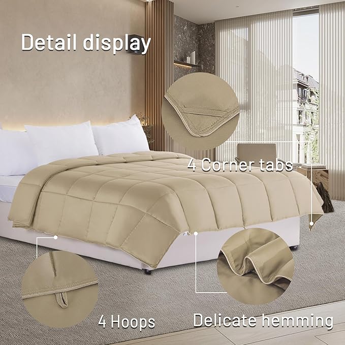 NEXHOME PRO Viscose from Bamboo Comforter Twin Size, Cooling Lightweight Duvet Insert, Organic Natural Summer Bedding Blanket for Hot Sleepers,8 Corner Tabs 90" L x 65" W
