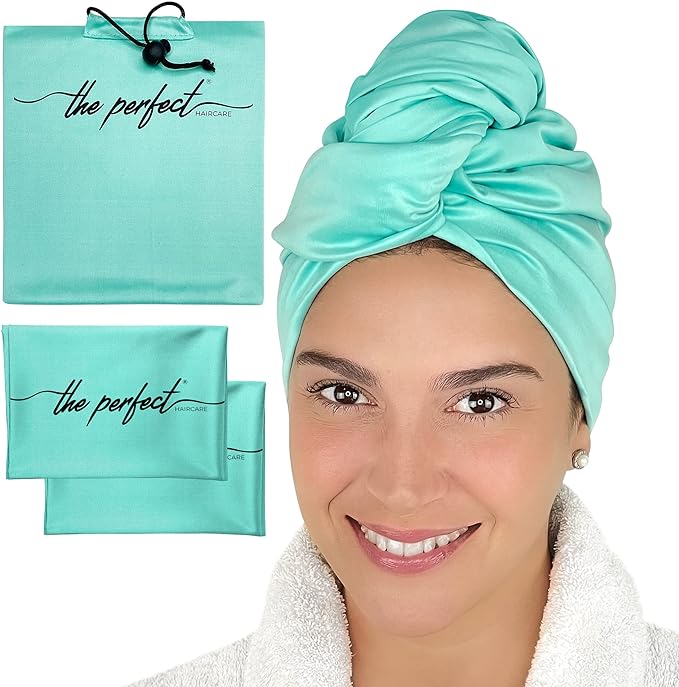 THE PERFECT HAIRCARE Microfiber Hair Plopping Towel Set – Super Absorbent Anti-Frizz Hair Drying Wrap + 2 Curl Scrunching Towels – Fast Drying, Lightweight Wrap for Women, Girls & All Hair Types