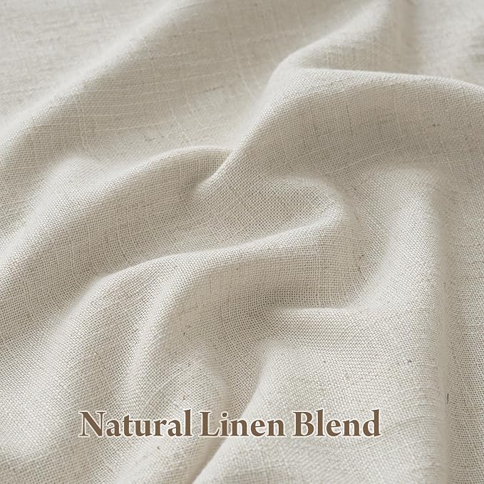 RYB HOME Linen Blackout Curtains 96 inches Long, 100% Blackout Noise Reducing Thermal Insulated Natural Textured Curtains for Farmhouse Dining Room, Beige, 40" W x L96 L, 2 Panels Set