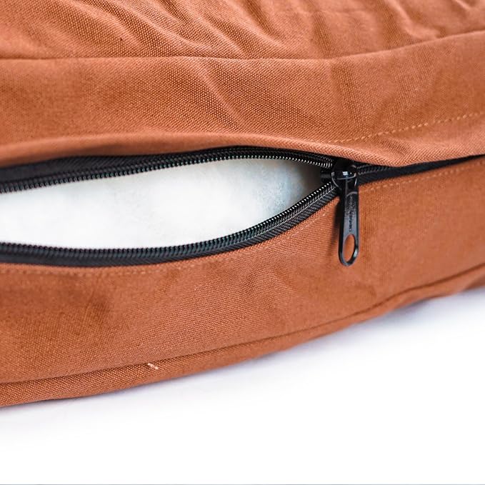 WHITEDUCK Outdoor Dog Bed Heavy-Duty 12oz Canvas, Water-Repellent Cotton, Machine Washable Removable Cover with Full-Length Zipper, Dog Bed for Large Dogs & Crate, (Brown) 41" Lx33 Wx4.3 th (XL)