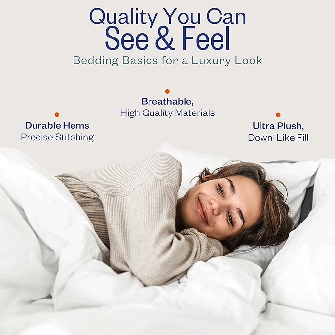 Twin/Queen/King Down Alternative Comforter, 2100 Series All-Season Duvet Insert with Corner Tabs, Box-Stitch, Soft Microfiber, Machine Washable