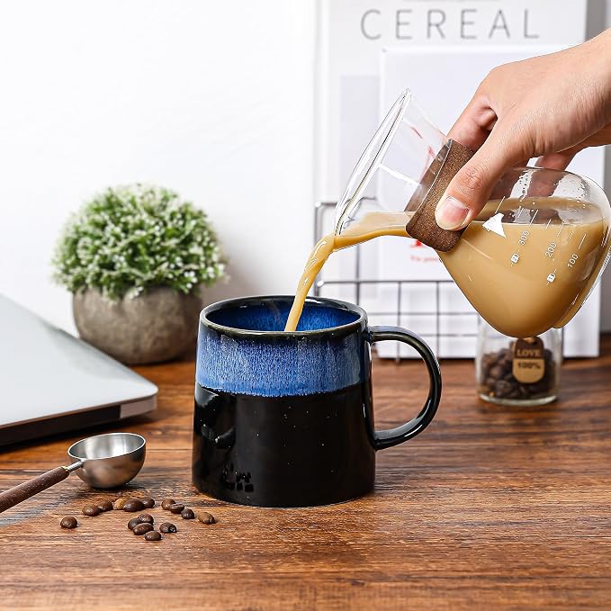 Large Ceramic Coffee Mugs, 20 oz Handmade Pottery Mug, Big Tea Cups with Handle for Office and Home, Dishwasher and Microwave Safe (Sky Blue)