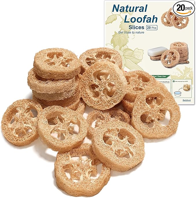 Natural Loofah Slices Cuts for Soap Making-20 Pack Organic Luffa Loofa Sponges for Soap Holder Handmade DIY Loofa Pet Toy Loofahs