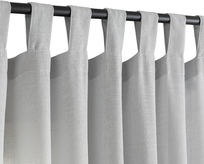 Linen Semi Sheer Curtains Tab Top Light Filtering Elegant Curtains & Drapes for Bedroom (Light Grey, 52" W x 96" L, Pack of 2)