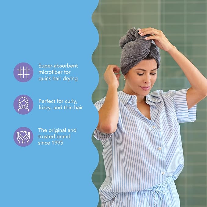 Turbie Twist 3-Pack Microfiber Hair Towel for Beauty, Travel, Gifting - Hair Wrap Turban for Straight, Wavy & Curly Hair - Premium Personal Care - Floral