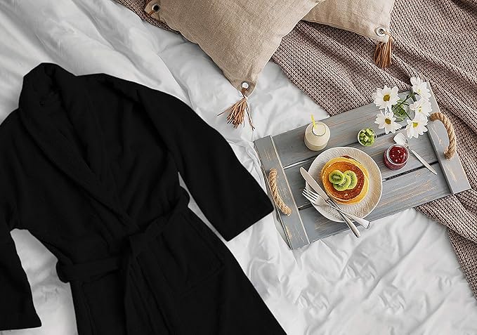 100% Cotton Shawl Collar Bathrobe for Women & Men – Terry Cloth, Lightweight Plush Long Spa & Hotel Luxury Robe