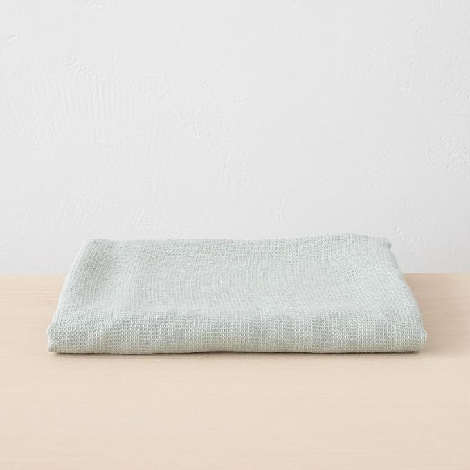 LinenMe Linen Waffle Bath Towel Sea Foam, 39 x 63