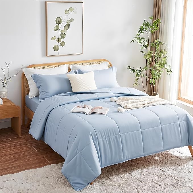NEXHOME PRO 100% Viscose from Bamboo Comforter Queen Size - Ultra-Soft, Breathable, Lightweight All-Season & Summer Duvet Insert, Natural Temperature Regulating for Cooling Sleep