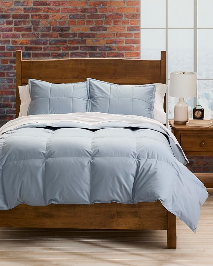 Cuddledown Chroma Down Alternative Comforter | Soft, Lofty, Cloudlike | Hypoallergenic | 100% Cotton Sateen Shell | Handcrafted | Duvet Insert | Oeko-TEX Certified | King | Winter | Steel Blue