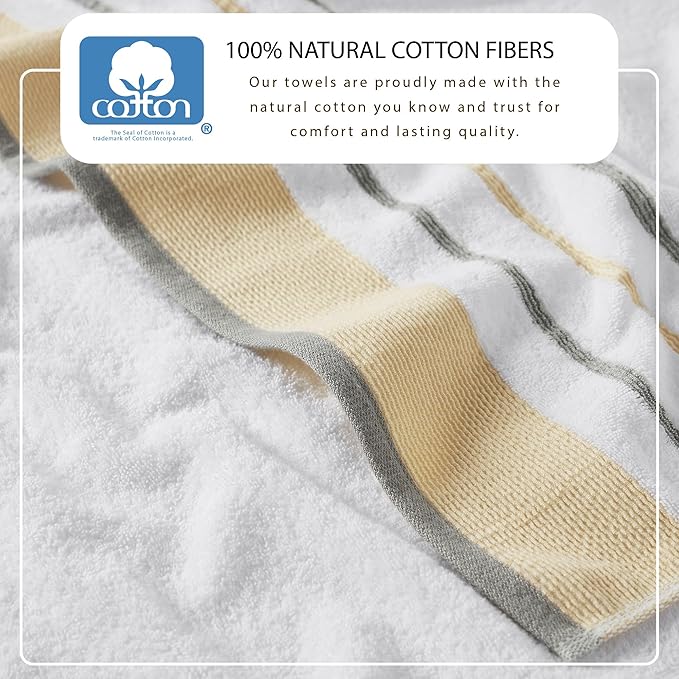 Great Bay Home Decorative Oversized Bath Sheet Set - Cotton 2 Pack 68x35 Extra Large Towels - Durable Towels for Bathroom Decor (Gold/Grey)