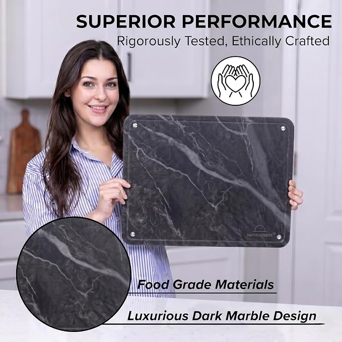 LARGE MATMOSPHERE Stone Dish Drying Mat for Kitchen Counter – Fast Absorbing Diatomaceous Mat with Stainless Steel Legs, Quick Dry, Dish Rack Mat, USA Small Business, 18”x14”, Slate Gray