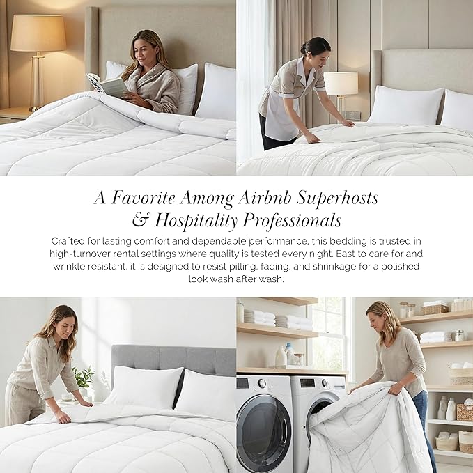 Southshore Fine Living, Inc. Twin Comforter/Duvet Insert, Down-Alternative White Twin/XL Comforter, Soft, Fluffy Comforters, Easy Care, Wrinkle Free, Pet Hair Resistant Bedding, Bright White
