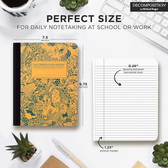 Decomposition Under the Sea College Ruled Composition Notebook - 9.75 x 7.5 Journal with 160 Lined Pages - Cute Notebooks for School Supplies, Home & Office - 100% Recycled Paper - Made in USA