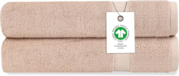 Organic Cotton Luxuriously Plush Hand Towel Pack of 2 | GOTS & OEKO-TEX Certified | Premium Hotel Quality Towels | Feather Touch Technology|650 GSM Long Staple|Soft, Quick Dry & Ultra-Absorbent