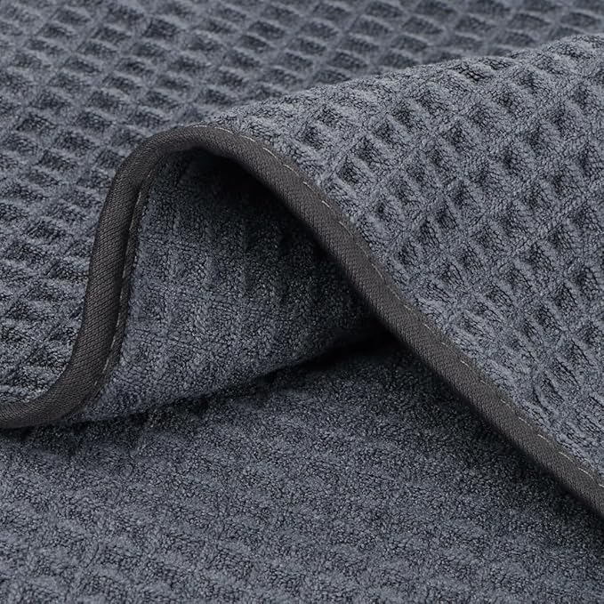 HOMEXCEL Waffle Bath Towels Set 4 Pack, Premium Microfiber Bathroom Towels, Ultra Soft, Lightweight, Highly Absorbent and Quick Dry Towel for Bathroom, Gym, Shower, Hotel, and Spa, 30 x 60 Inch, Grey