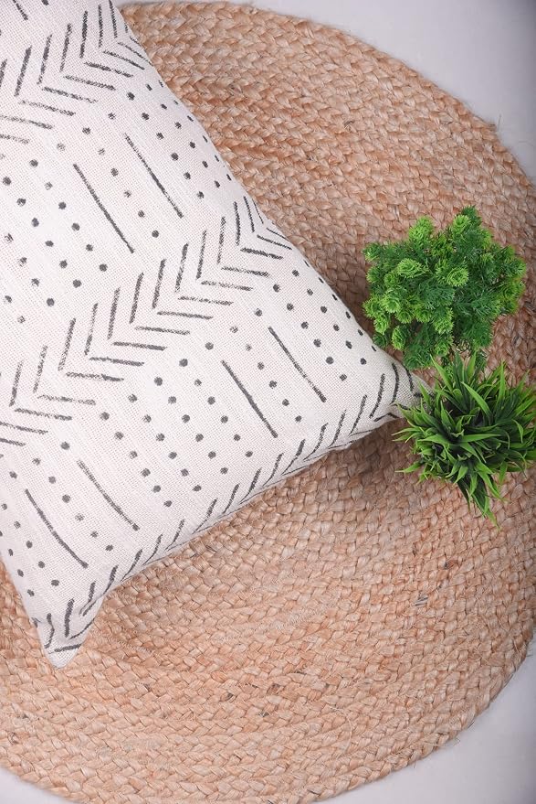 Trade Star 100% Cotton Lumbar Pillow Cover Throw Pillow Cover Large Oblong Cushion Cover Decorative Boho Geometric for Home Decor Luxurious Cushion Case (Ivory Snow) 14 X 36 Inch