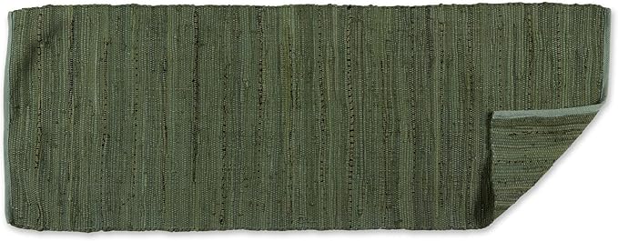 DII Chindi Home Collection Handwoven Multicolor Area Rag Rug, Runner, 2' 3" x 6', Olive Green