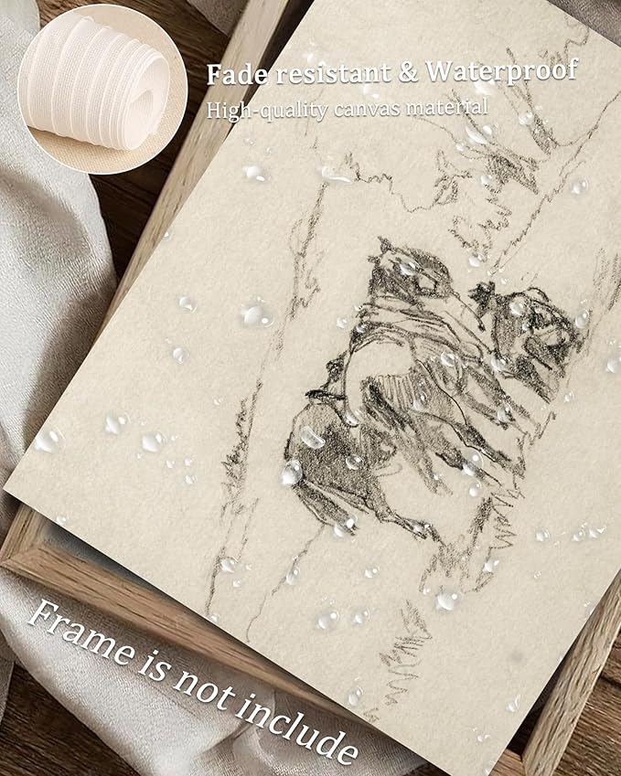Vodefoad Vintage Western Canvass Wall Art Sketch Cowboy with Horses in a Natural Landscape Minimalist Sketches Decor for Gallery Home Bedroom Farmhouse Bedroom - 8x10Inch Unframe