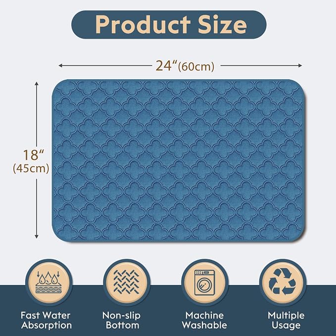 FunFurry Washable Pee Pads for Dogs - 2 Pack Reusable Pee Pads，Waterproof Puppy Pads，Pet Training Pads，Super Absorbent with Dog Paw Shape Non-Slip Backing (Blue, 18" X 24" - 2 Pack)