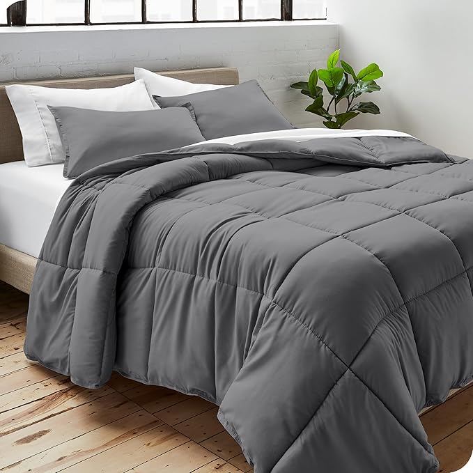 Bare Home Duvet Insert Comforter - Queen Size - Goose Down Alternative - Ultra-Soft - Premium 1800 Series - All Season Warmth - Bedding Comforter (Queen, Grey)