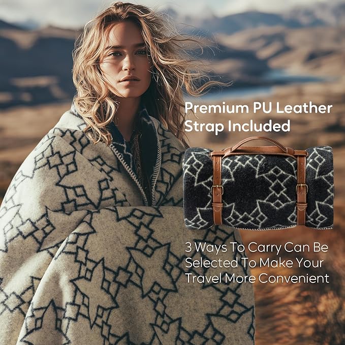 Molithe 100% Wool Blanket, 62" x 86", Warm, Thick, Washable, Military Wool Blanket, Great for Camping, Outdoors, Sporting Events, Survival Kits Star