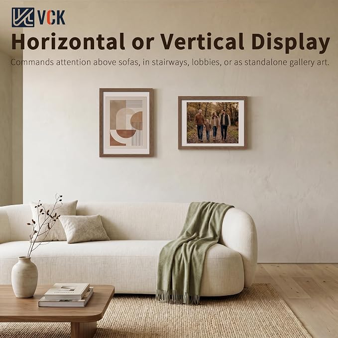 VCK 18x24 Poster Frames Walnut 3 Pack, Wide Border Wood, Display 18x24 Picture Photo with Mat or 16 x 20 Without, for Home, Office, Gallery, Woodgrain Series, Wall Hanging