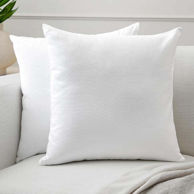 Encasa XO Throw Pillow Covers 20x20 in Set of 2 White | No Inserts | Cotton Pillow Covers for Living Room, Bed, Sofa, Couch | Decorative Cushion Covers with Improved Zipper