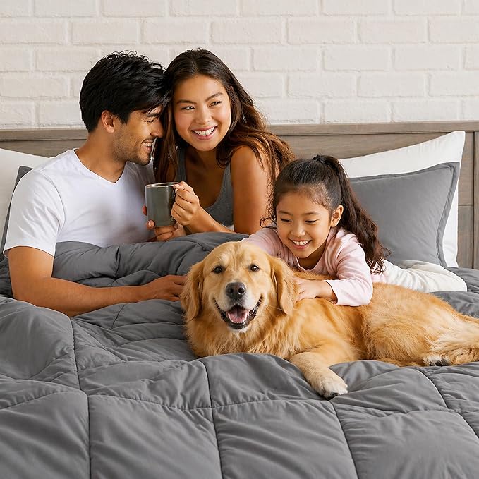 LUX Décor King Comforter – 102x90 Ultra-Soft Down Alternative Duvet Insert with Corner Tabs & Box Stitching, Hotel Quality Plush Hypoallergenic Microfiber, Oeko-TEX Certified – Grey