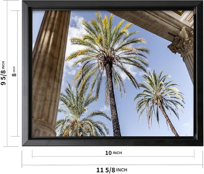 Monem Art Palermo Palm Trees Sicily Print - Tropical European Architecture Poster - Wall Decor for Living Room, Bedroom or Office - 8x10 Black Framed CANVAS Wall Art by Mareike Bohmer