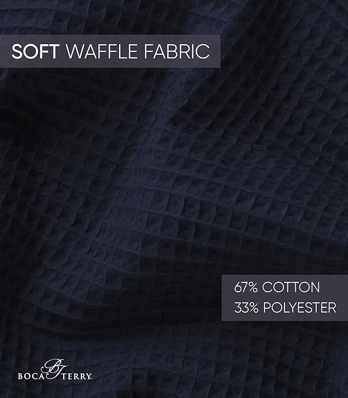Men's Waffle Robe by BOCA TERRY, Waffle Knit Spa Robe, Long Lightweight Cotton Kimono Hotel Bathrobe