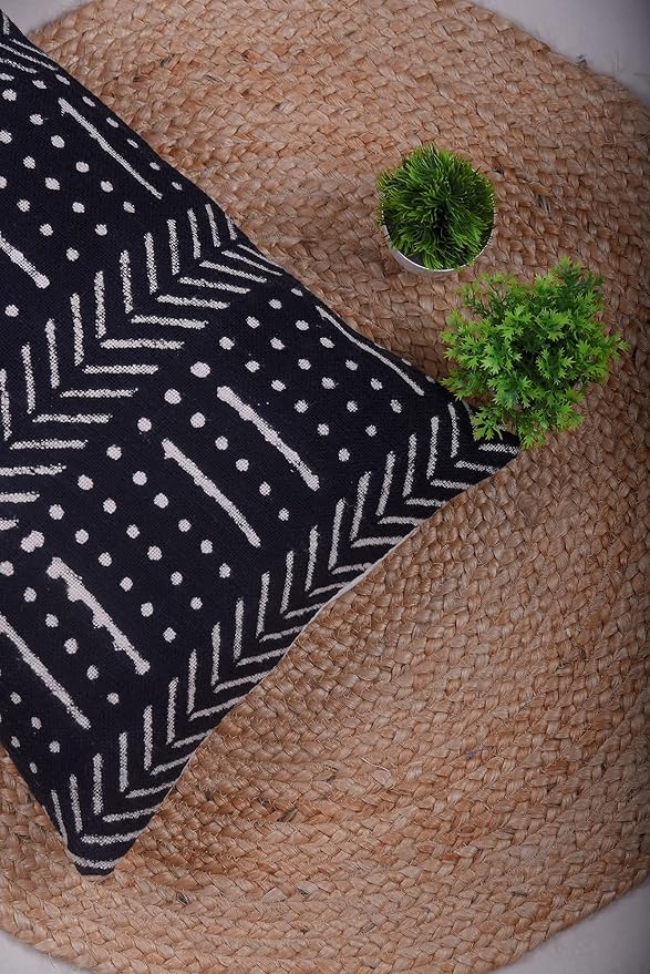 Trade Star Decorative Cushion Cover 100% Cotton Pillow Cover Geometric Oblong Ethnic Body Pillow Case Tribal Farmhouse for Home Decor 14x22 Inches