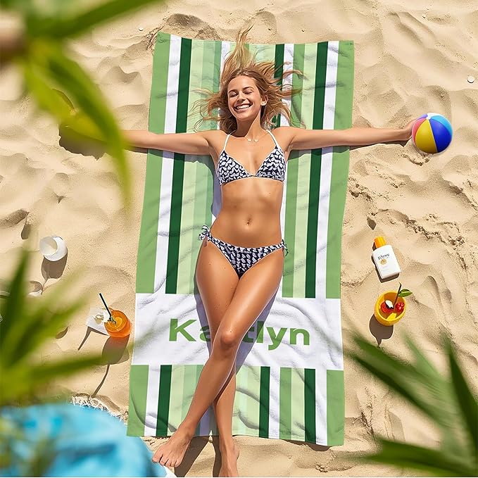 JML Custom Beach Towel with Name, Personalized Microfiber Beach Towel with Name, Large, Soft, Quick Dry & Absorbent for Swim, Pool,Adult,Summer Holiday,Vacation,Travel,Gift for Anniversary, Birthday