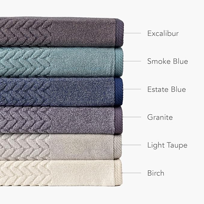 Texere 100% Organic Cotton Jacquard 650 GSM Premium Bath Towel Sets - Extra Absorbent Quick Dry and Plush (Cable, Light Taupe, 2 Bath Towels)