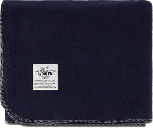 King Wool Blanket - 80% Recycled Wool - Warn Queen Blanket - Thick - Washable - 100W x 108L - Navy Blue