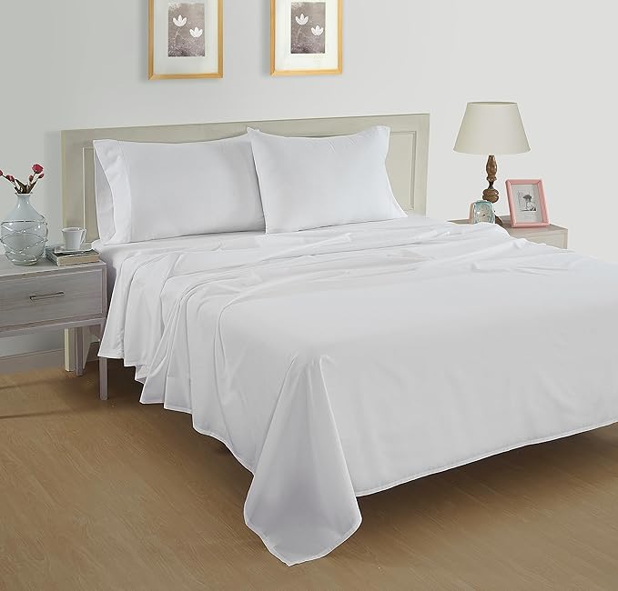 LANE LINEN 100% Organic Cotton King Sheet Set, 4Pc Cotton Sheets King Size, Breathable Bedding Sheet & Pillowcases, Hotel Luxury Bed Sheets Set, 15" Deep Pocket - White King Sheets (2 Pack)