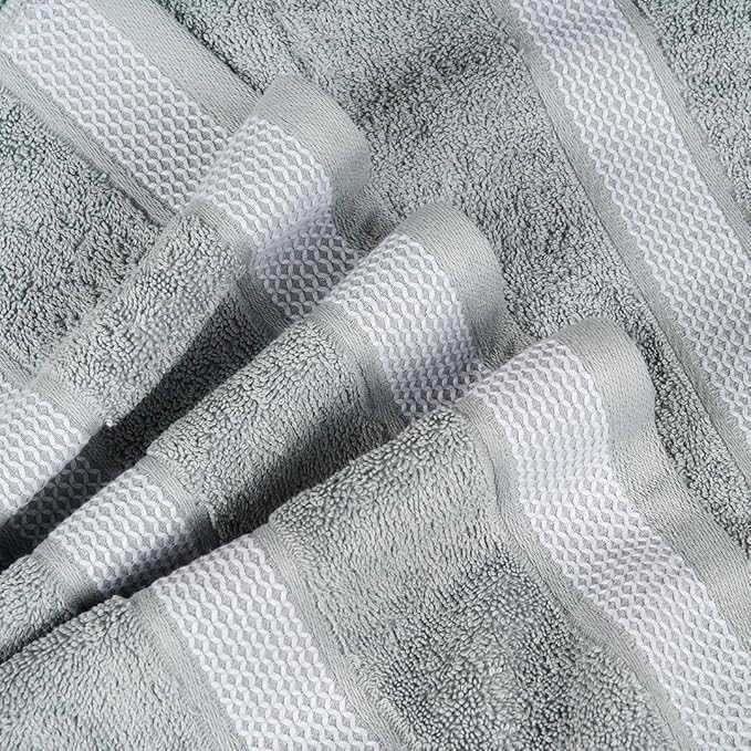 CASA COPENHAGEN Solitaire 2Pcs 100% Egyptian Cotton Large Designer Bathsheet Towels Gift Set- Grey Violet, 600GSM, 35"x70" 2Bath Sheet Towels for Bathroom Set for Women & Men