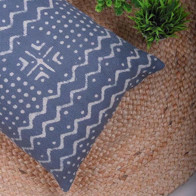 Trade Star Boho Spring Breathable Cushion Case Handloomed Farmhouse Pillow Case 100% Cotton Lumbar Pillow Cover Indian Modern Summer Cooling Lumbar Pillow Cover (Dark Grey ALMA 12X24 INCHES)