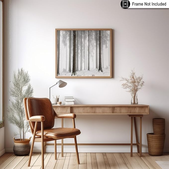 Monem Art Foggy Winter Forest Photography Print - Minimalist Snowy Landscape Poster - Wall Decor for Living Room, Bedroom or Office - 12x16 Unframed Wall Art by Mareike Bohmer